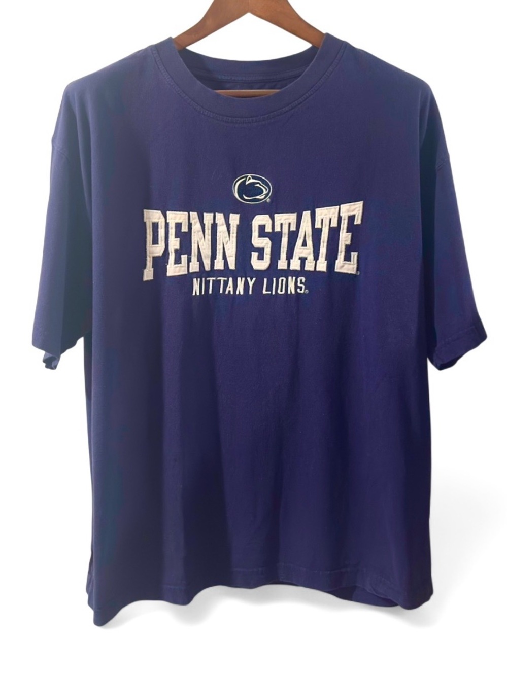 VTG Y2K Navy Blue Penn State Nittany Lions Emrboidered T-Shirt Size Menโs XL